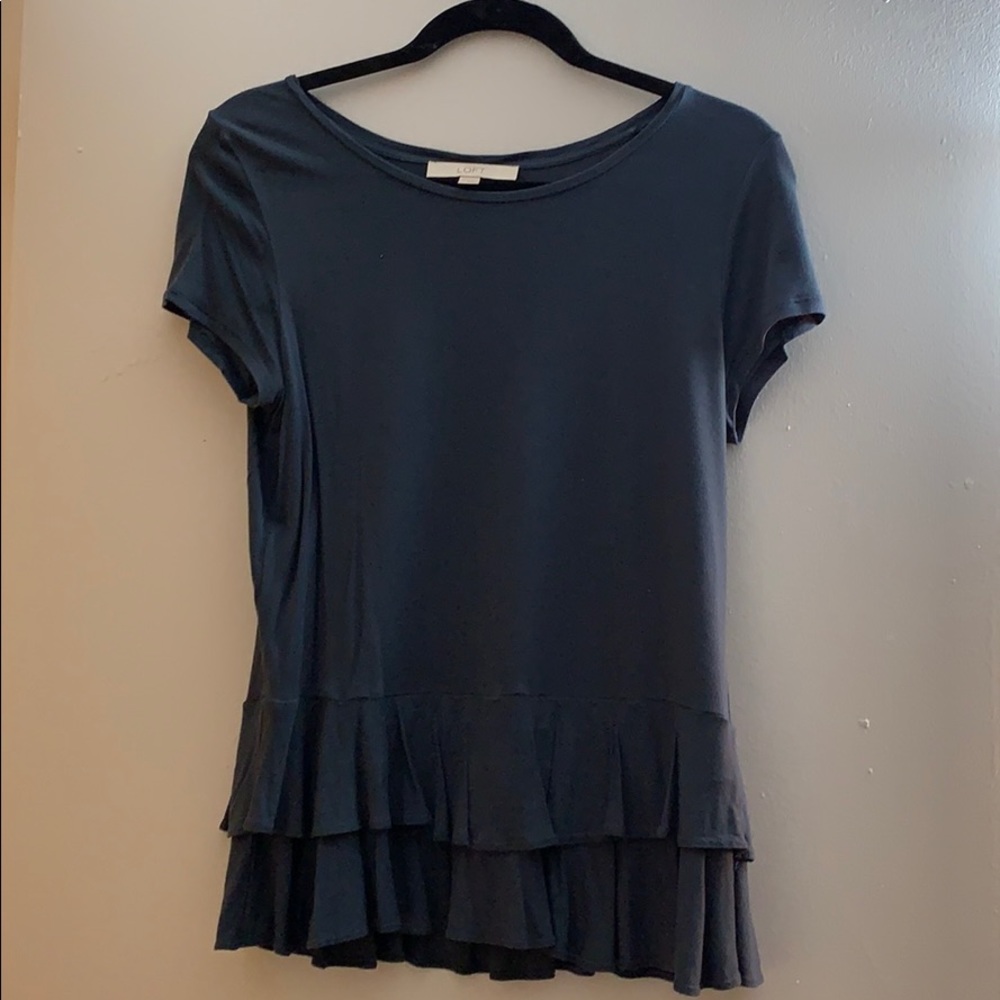 Loft Ruffled Blue T-shirt